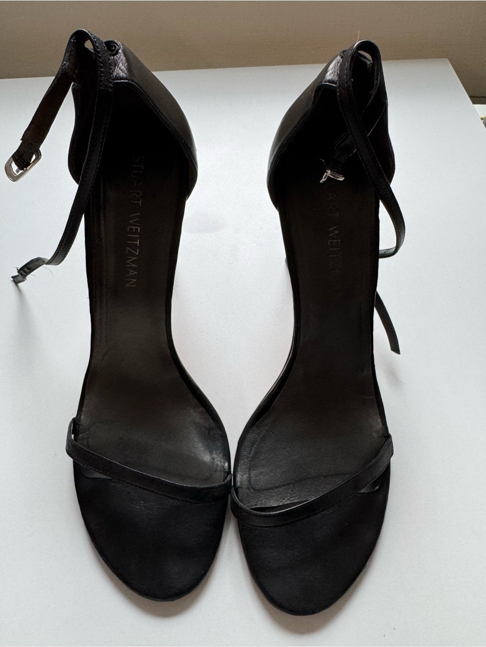 Stuart Weitzman Black Single-Strap Ankle Strap Heels